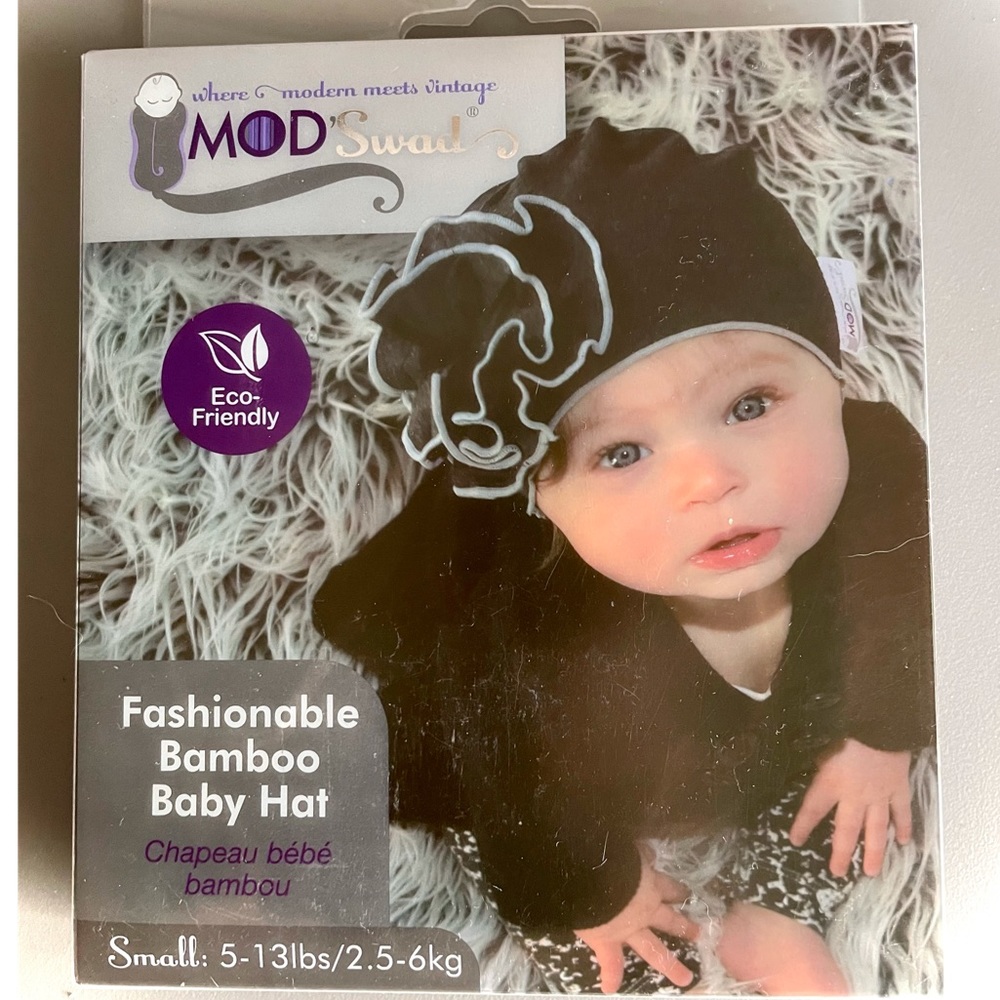 NEW - Woombie Bamboo Mod Flower Baby Hat - Black